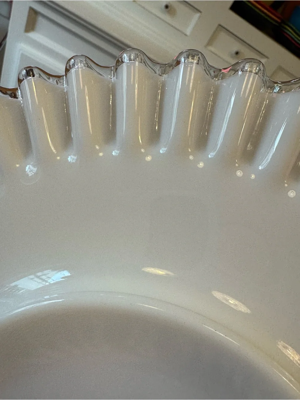 🤍 Fenton Silver Crest Milk Glass Tidbit Tray Ruffled Edge Chrome Handle | Vtg